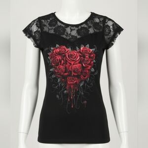 Spiral lace rose blouse